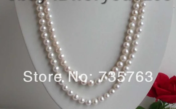 

xiuli 001127 Longest 50" Natural 8-9mm White Pearl Necklace