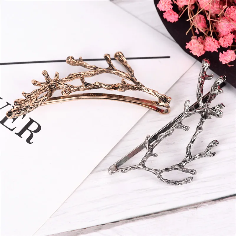 Vintage Gold Silver Tree Hair Clips Girls Alloy Branch Hairpins Fashion Hairgrips Lady Elegance Metal Hair Accessories For Women