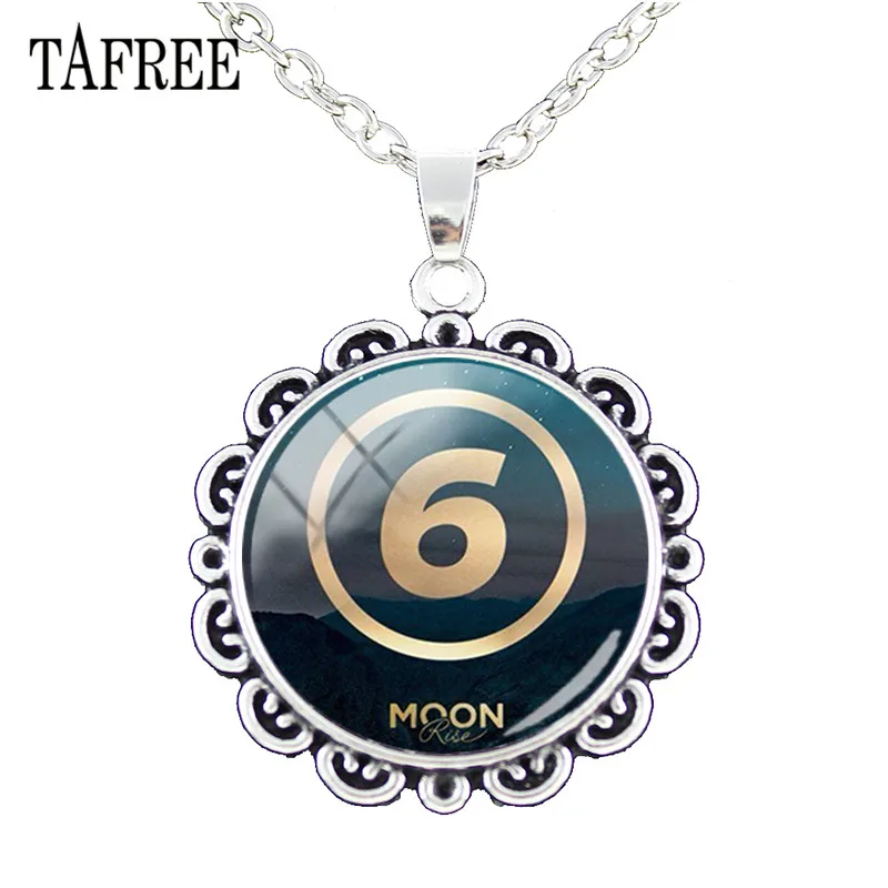

TAFREE High Quality Glass Cabochon DAY6 Pendant Necklace Round Flowers Charms Necklaces Silver Color Alloy Jewelry Day21