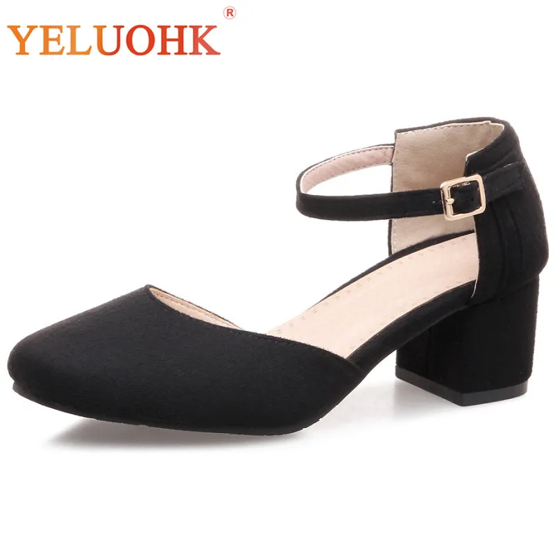 

33-44 Mary Janes Shoes 2018 Spring Shoes Women Heels Big Size High Heels 5 CM