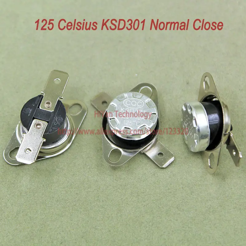 10pcs/lot KSD301 Thermostat Normally Normal Close 125 Degrees Celsius