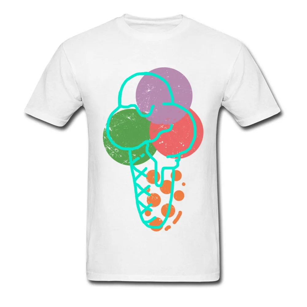 Designer Vintage Summer Ice Cream T Shirt Lovers Day O-Neck 100% Cotton Fabric Tops Shirts for Adult Tee Shirts Printed Vintage Summer Ice Cream white