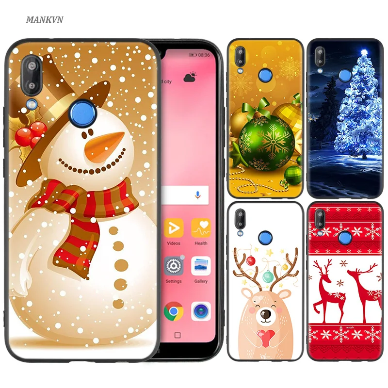 

Silicone Case Cover for Huawei P20 P10 P9 P8 Lite Pro 2017 P Smart+ 2019 Nova 3i 3E Phone Soft Winter Snow Deer Merry Christmas