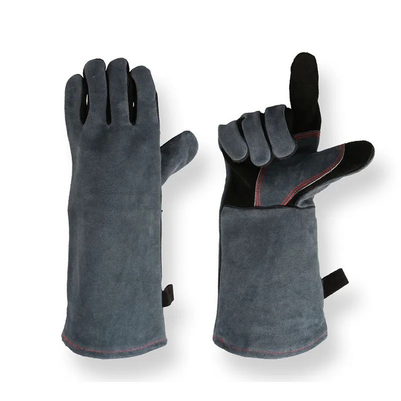 Рабочие перчатки из воловьей кожи огнеупорные кожаные наружные перчатки для барбекю термостойкие перчатки против скальдинга