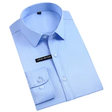 Модное бамбуковое волокно без железа с длинным рукавом однотонное платье рубашка мужской строгий деловой повседневные рубашки Camisa masculina