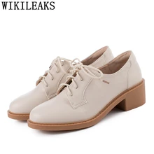 Модная Кожаная обувь; Женская обувь в Корейском стиле; Туфли-оксфорды на толстой подошве; женская обувь; zapatos casuales de mujer calzado mujer escarpin femme