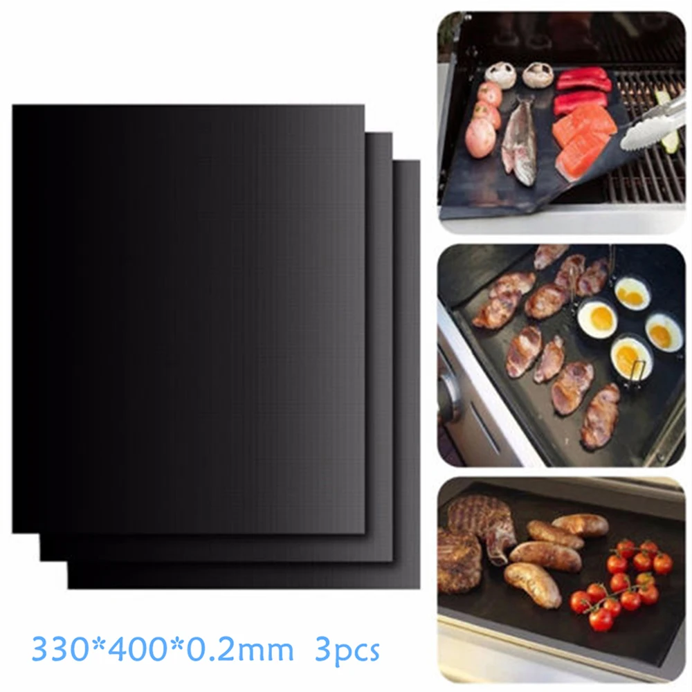 

Useful3pcs Non-Stick BBQ Magic Grill Mat Perfect For Baking On Gas Heat Resistant Quality High Temperature Barbecue Cooking Mats