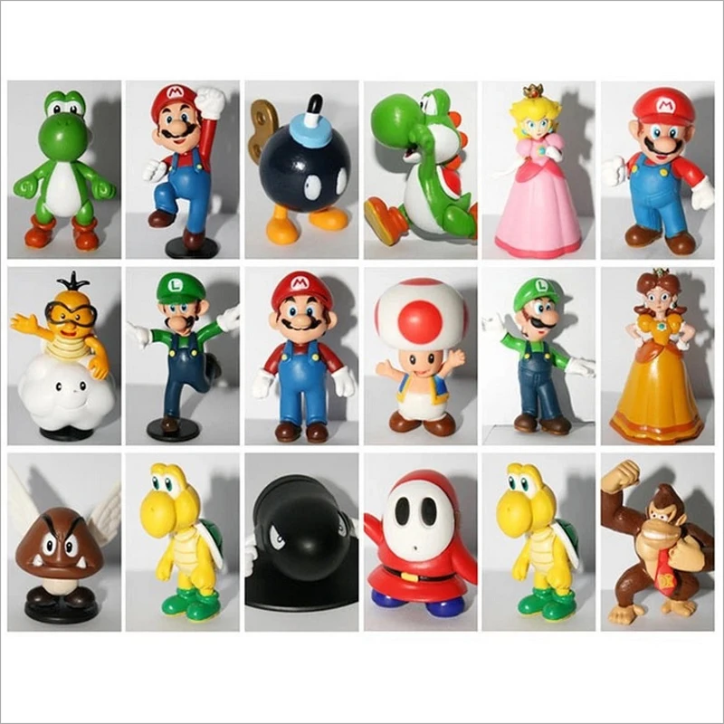 Мини фигурки Super Mario Bros из ПВХ 3 5 6 см 1 2 дюйма 18 шт./лот|dolls for kids|doll fortoy doll |
