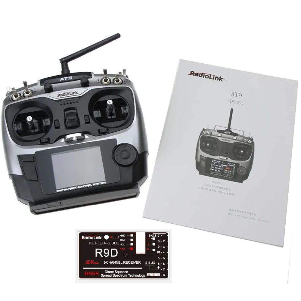 

Radiolink 2.4G AT9 R9D Remote Control System 9CH TX & 6CH RX Mode 2