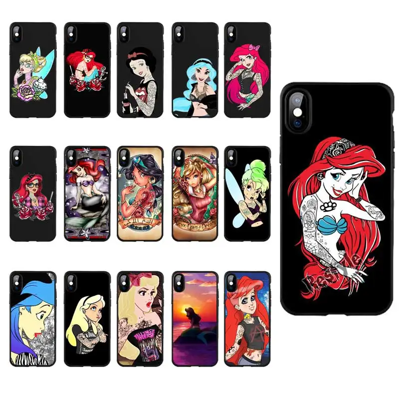 

M162 Ariel Little Mermaid Black Silicone Case Cover For Apple iPhone 11 Pro XR XS Max X 8 7 6 6S Plus 5 5S 5G SE
