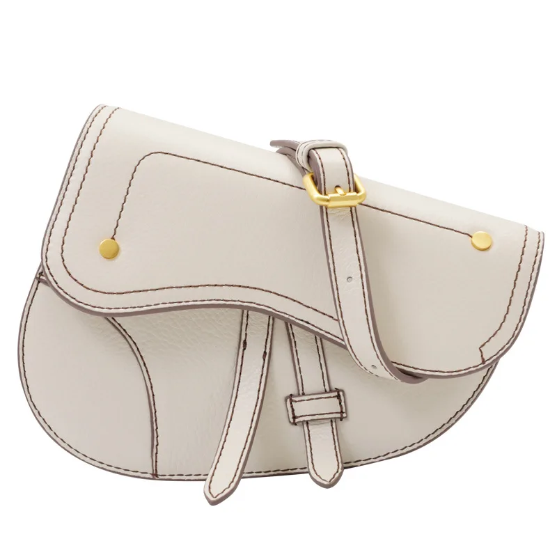 

luxury handbags women bags designer Simple design leather lady's bag litchi grain head layer leather saddle bag fashionable pure