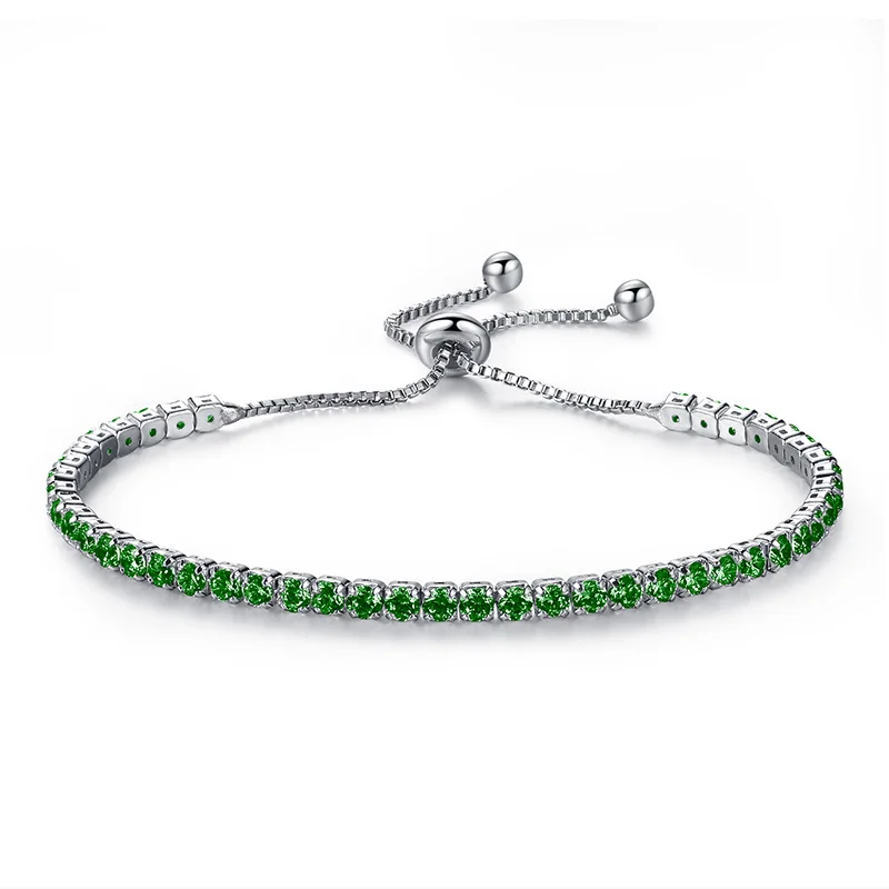 

Colorful Adjustable Bracelet Cubic Zirconia Clasp Fashion Jewelry Tennis Chain White Black Blue Green Purple Stone For Women