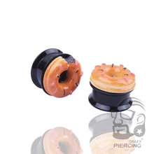 Beignet 3D sur la vis bouchon d'oreille Top acrylique bouchon d'oreille jauge chair Tunnel corps Piercing bijoux(China)
