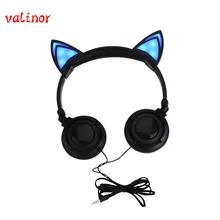 Hot cat ears headphones folded headband Parade earphone with LED cosplay earphone suitable for holiday gift or gala parade