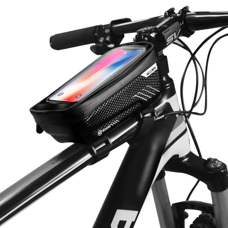 Clearance WILDMAN MTB Bike Bag 6.2" Touchscreen Bicycle Front Frame Cellphone Bag Cycling Rainproof Top Tube Bag Anti Pressure Accessories 5