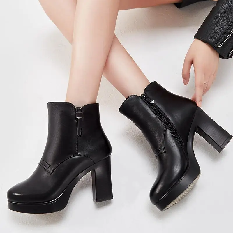 MORAZORA/ г., новые ботильоны женские шерстяные теплые зимние ботинки из натуральной кожи на высоком каблуке зимние ботинки на платформе с круглым носком