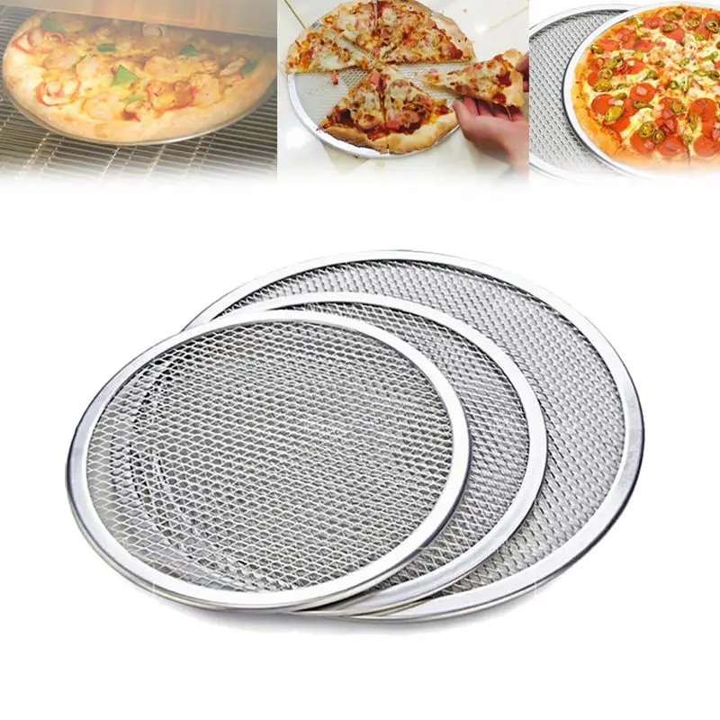 Aluminum Flat Mesh Pizza Screen Round Baking Tray Net Kitchen Tools
