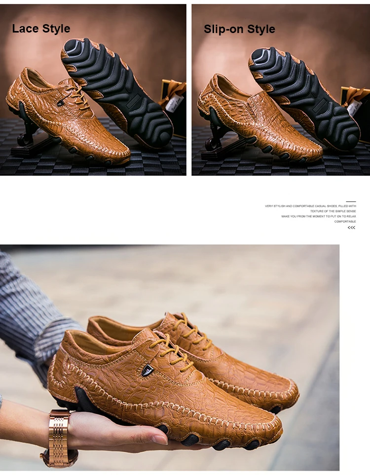 Мужская обувь из натуральной кожи Повседневное Для мужчин Лоферы Мокасины крокодиловая тисненая Для Мужчин's обувь c плоской подошвой для вождения