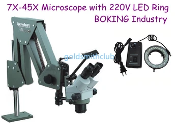 

jewelry Tools 7x-45x Diamond Setting Microscope with 220V LED ring light jewelry Microscope with low price for promotion