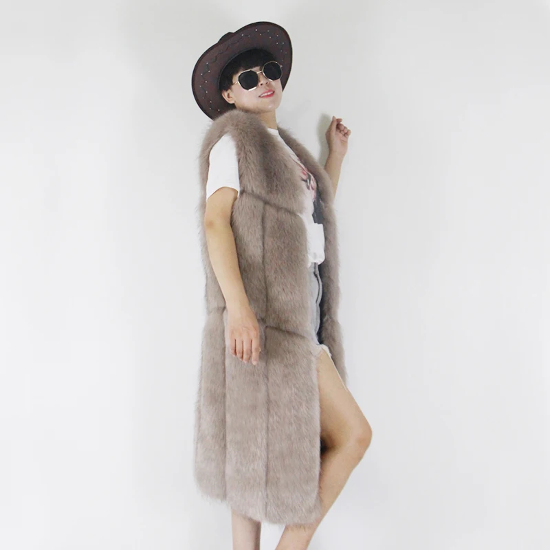 

ZADORIN 2019 High Grade Luxury Faux Fur Vest Gilet Long Sleeveless Fur Jacket Soft Warm Furry Faux Fox Fur Coat Female Waistcoat