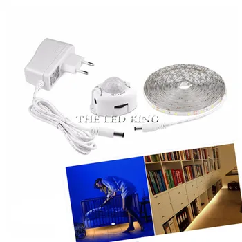 

PIR Motion Sensor Switch LED Strip with power 3M DC 12V 5V 5M SMD2835 LED Under Bed Light Bedroom Night Lights White/Warm white