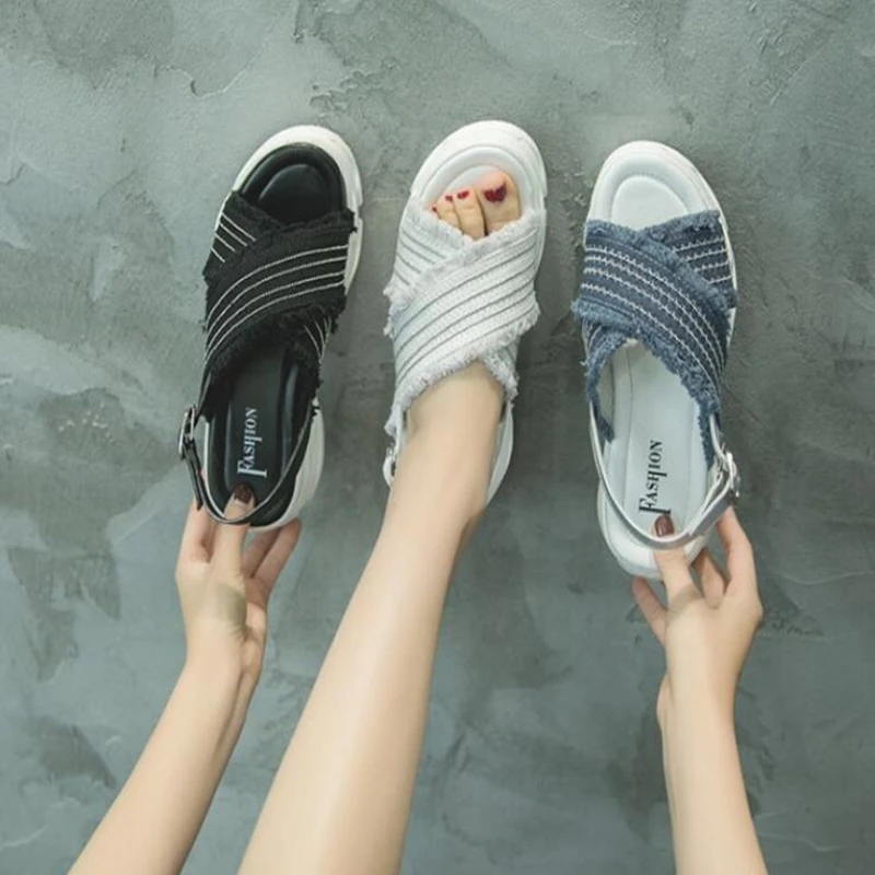 

COOTELILI Summer Shoes Women Gladiator Sandals Platforms Ankle Strap Sandals Woman Causal Wedge Shoes Buckle Drop shipping