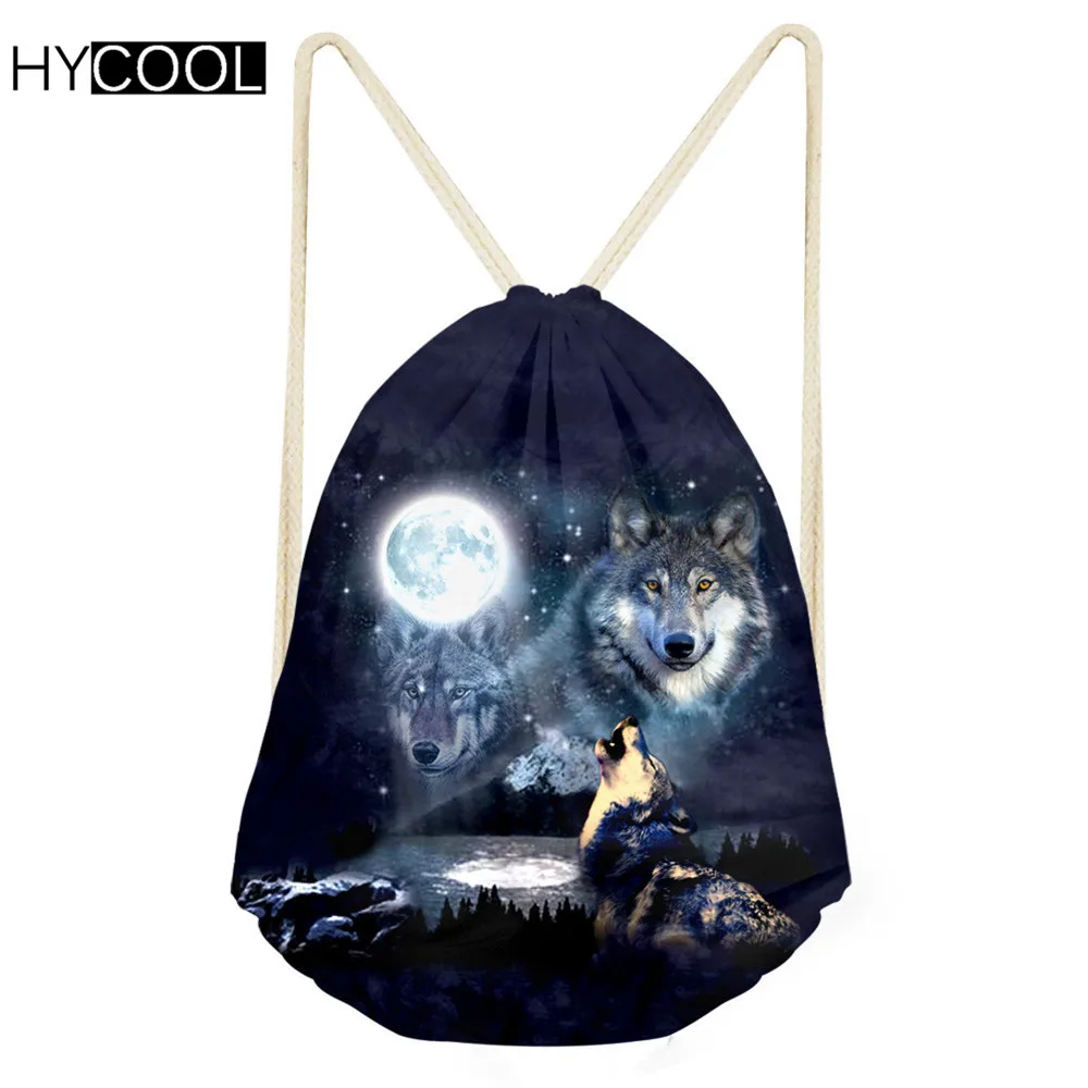 

HYCOOL Children Gym Bags Outdoor Training Sack Wolf Printed Kid Sports Bag Boy/Girl Running Cycle Backpack Teens Yoga Shoes Sack