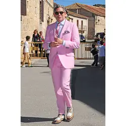 Индивидуальный заказ Лидер продаж розовое вечернее мужской костюм Slim Fit Простые Летние современный пиджак пользовательский 2 шт. Для