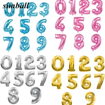 

1pc 16inch Gold Silver Pink Aluminium Foil Number Balloons 0-9 Birthday Wedding Engagement Party Decor Globos Kids Ball Supplies
