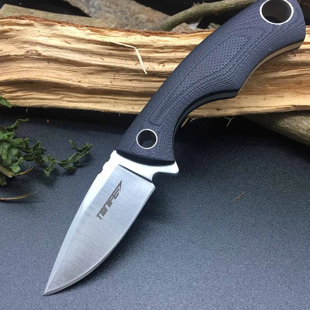 TONIFE HKT2018 Squirrel 7Cr17 Blade G10 Handle portable rescue knives Camping survival fixed knife K sheath hunting neck Knives