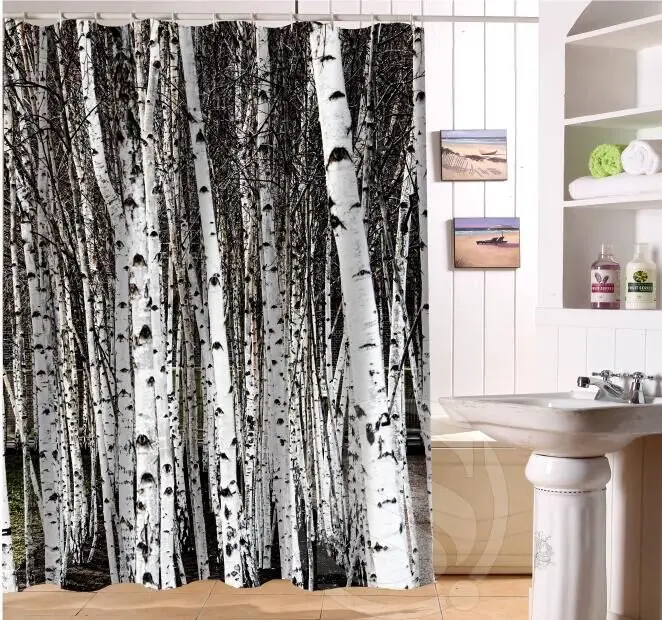 Пользовательские Home Decor Березы Ткань Moden Душ Занавес ванная комната