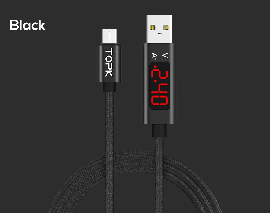 TOPK 3A Micro USB кабель usb type C кабель для samsung Xiaomi Быстрая зарядка кабель usbc и цифровой дисплей кабель для мобильного телефона