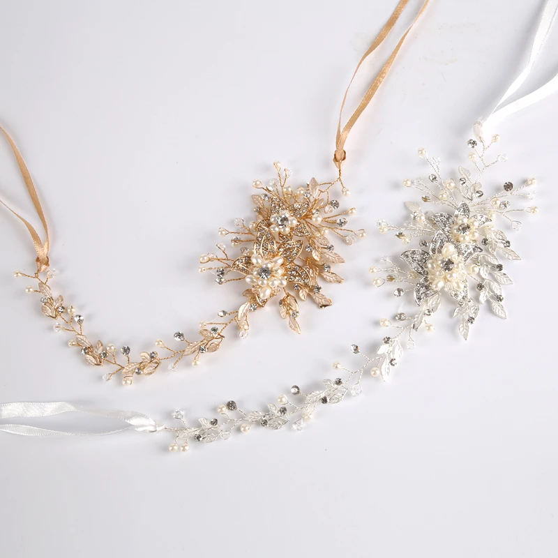 

TUANMING Newest Fashion Wedding Bridal Hair Accessories Pearl Rhinestone Tiaras Headbands Gold Silver Hair Jewelry For Women