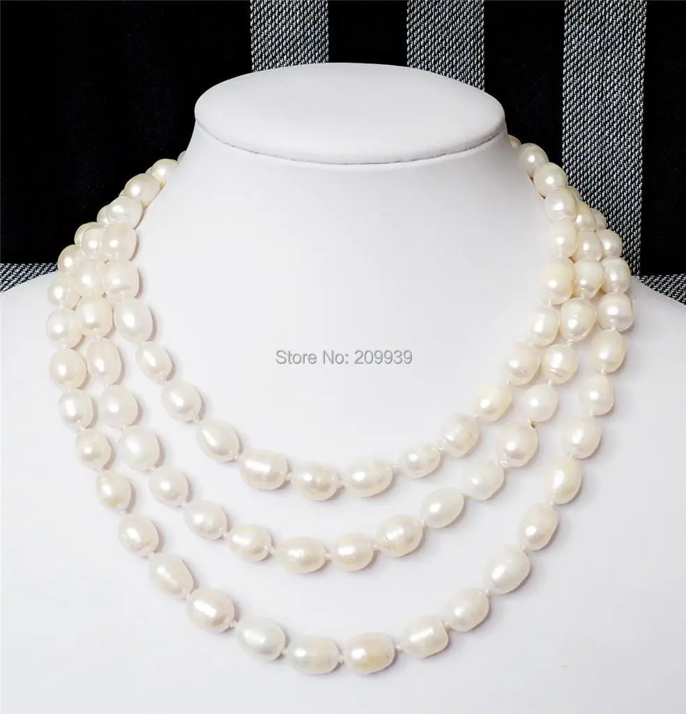 

huij 00911 GENUINE 11-13mm AAA White Baroque Natural South Sea Pearl Necklace 48" 14K