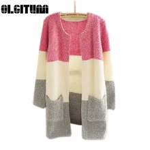OLGITUM Горячая распродажа! женские свитера на осень и зиму, Повседневный Кардиган, модный вязаный однотонный тонкий свитер, кардиганы