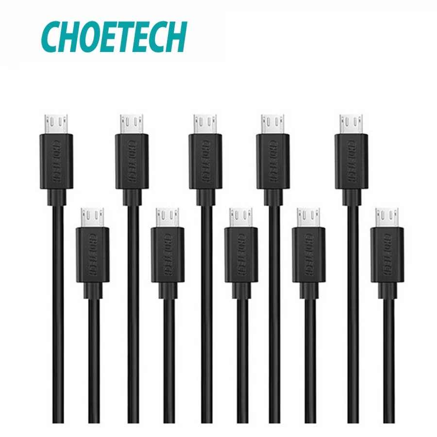 

CHOETECH 10PCS/Lot Micro USB Cable 5V 2.4A 3.3ft/1m USB 2.0 Fast Data Charger Cable for Samsung Galaxy S8 S7 Mobile Phone Cable