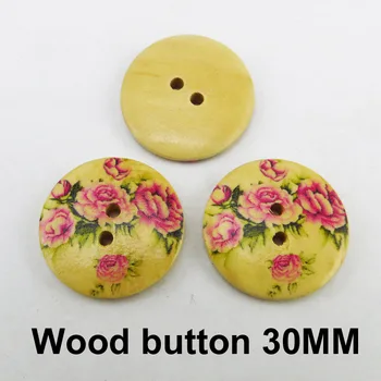

20PCS 30MM 2-Holes FLOWER BUTTON decoration painting wooden Trousers buttons brand coat boots sewing clothes accessory MCB-064K