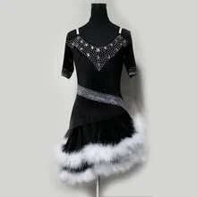 Стиль латинских Танцевальный костюм модные бархатные спандекс конкурс латиноамериканских танцев платье для женщин Детский костюм для латино-американских танцев платья S-4XL F27