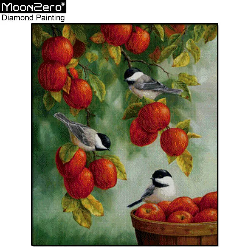 Полностью 5D Diy квадратная Алмазная картина Apple Birds на Бриллиантовая вышивка с