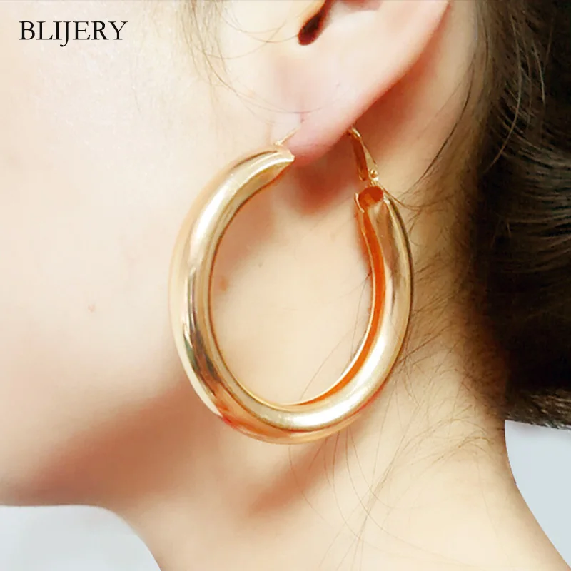 

BLIJERY Fashion Big Circles Hoop Earrings For Women Punk Jewelry Vintage Silver Gold Color Statement Earrings Femme Brincos