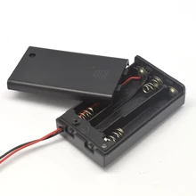 Free shipping by DHL 3 x AAA Battery Storage Cover Box Plastic Case Holder with Switch 150mm Wire Leads for 100pcs/lot Wholesale