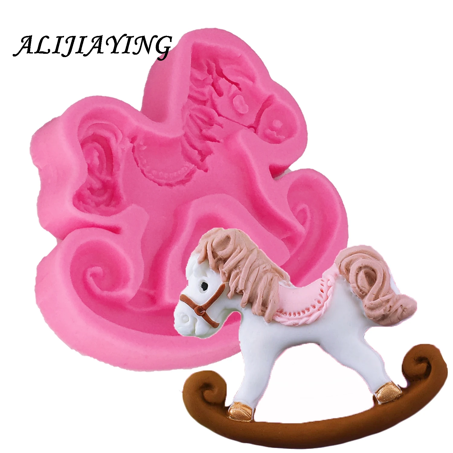 

1Pcs 3D Trojan horse shape Silicone Fondant Molds Baby birthday Cake Decorating Tools Gumpaste Chocolate Moulds D0731