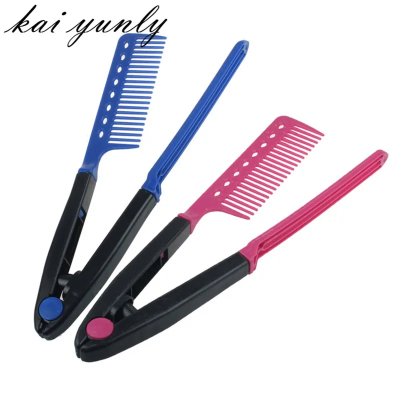 

1PCS Folding V Comb Hair Straightener Hairdressing Salon Straightening Brush Free Shipping Wholesale Drop Shipping Aug 22