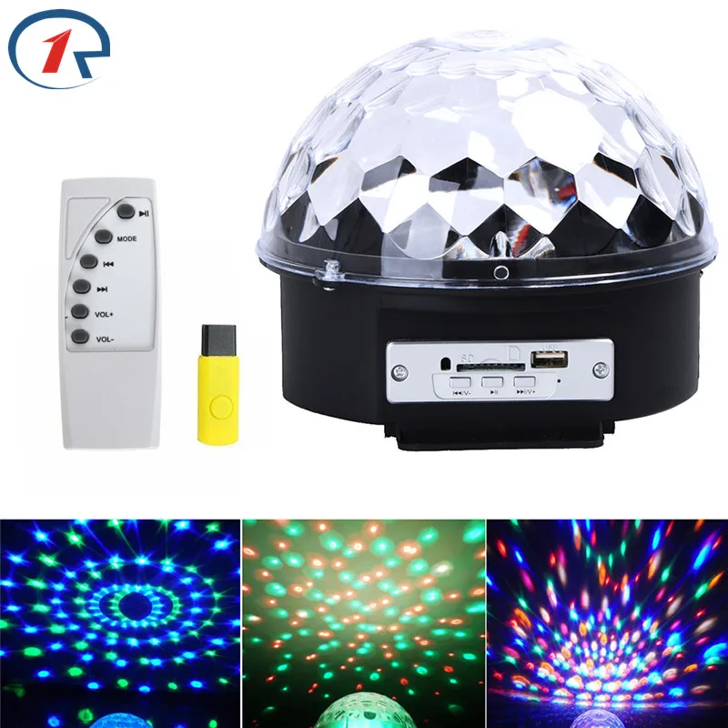 ZjRight Кристальный магический шар RGB 6 Вт * 3 LED USB музыкальный пульт дистанционного
