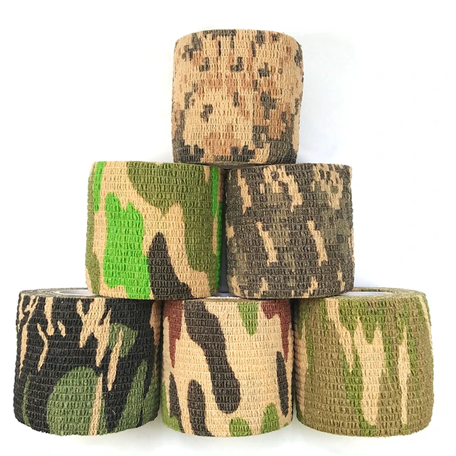 US $4.98 6pcs/lot Rifle hunting accessories Non woven Shooting Cycling Camouflage Self adhesive Tape Wrap Wa