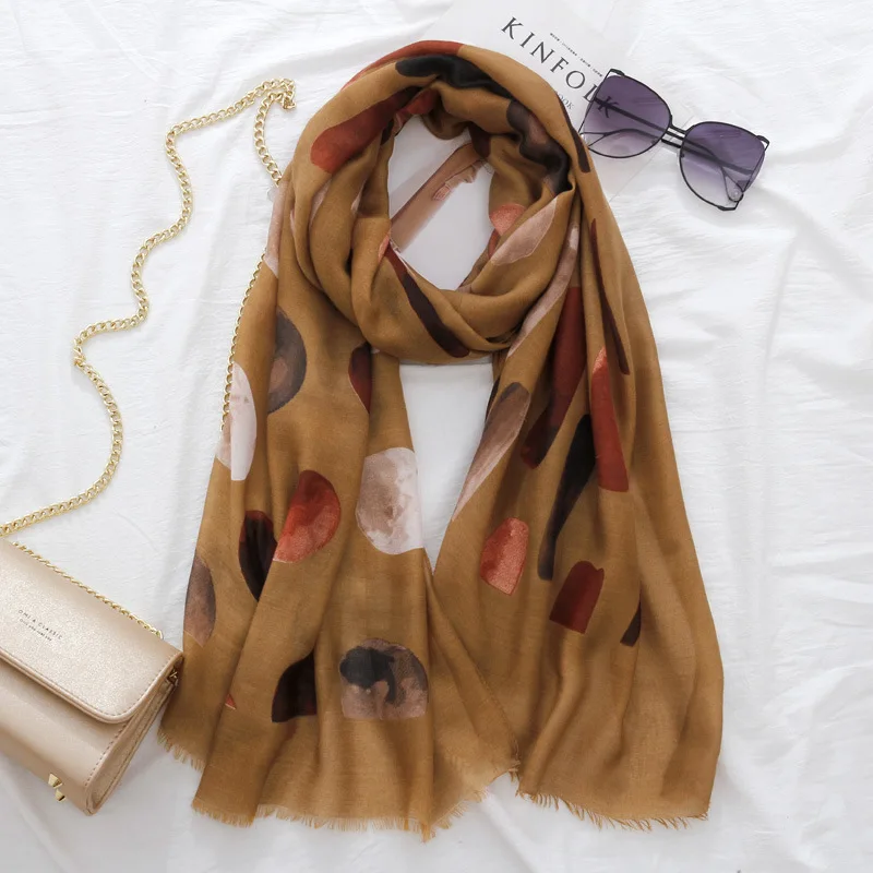 

2019 Newest Women Spot Pattern Cotton Frayed Scarf 3Colors 10pcs/lot