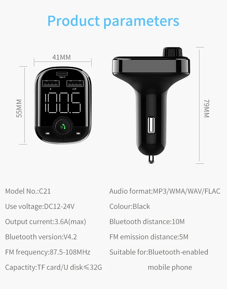 BT Hands free talking MP3-плеер fm-передатчик с монитором напряжения автомобильного аккумулятора