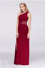 2017 One-Shoulder Chiffon Bridesmaid Dresses with Lace Inset Side High Slit floor-length Wedding Party F19419 Long Dresses