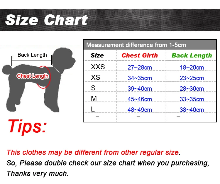 XXS-L-Size