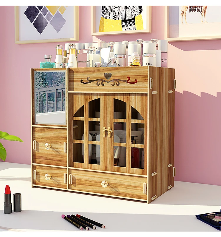  Cartoon Cat Cosmetics Storage Box Shelf Desktop Drawer Large Capacity Simple Dressing Table Skincar